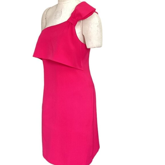 Adrianna Papell One Shoulder Dress Sz 6 Pink #196D - Picture 5 of 12